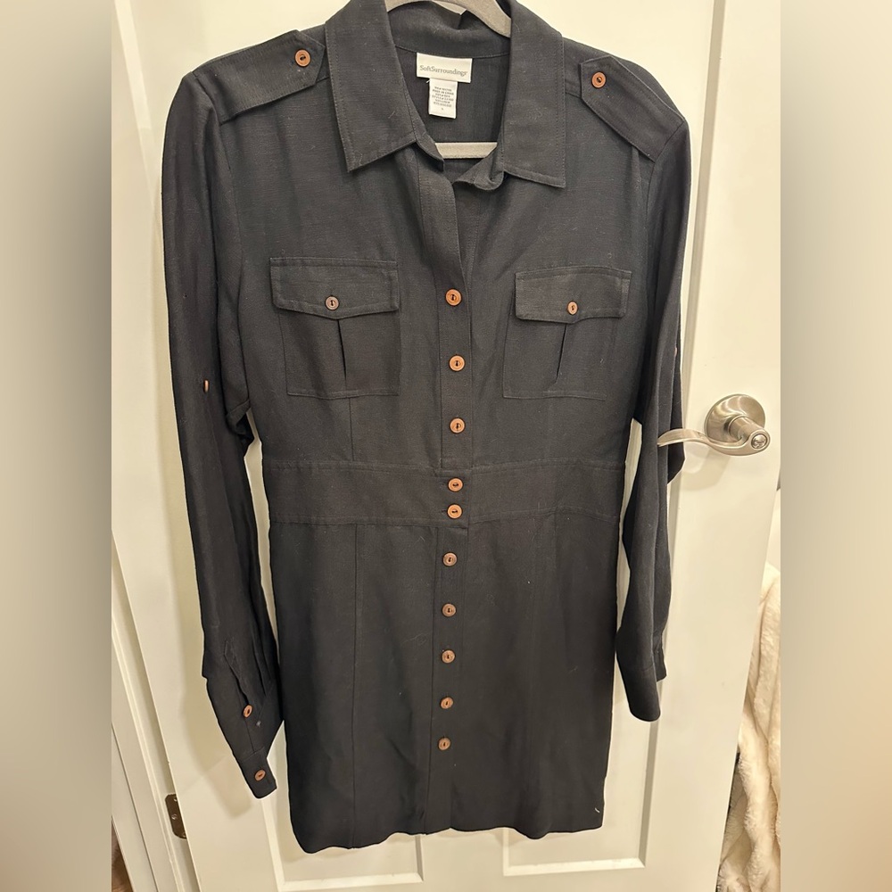 Soft Surroundings Charcoal Button-Up Dress